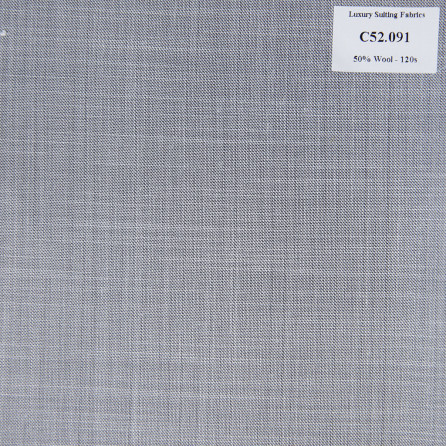 C52.091 Kevinlli V3 - Vải Suit 50% Wool - Xám Trơn
